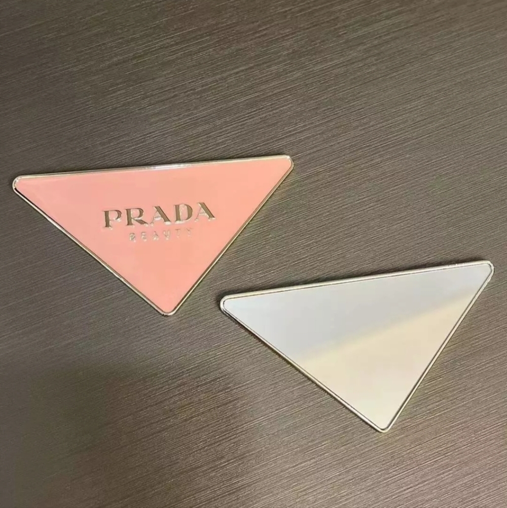 PRADA Beauty Logo Triangle HandHeld Purse Mirror - Picture 3 of 9